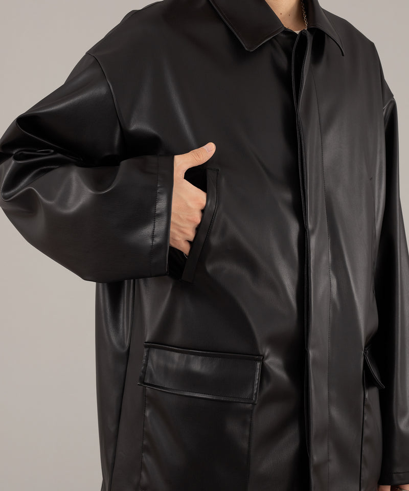 FAKE LEATHER MIDDLE JACKET/フェイクレザーミドルジャケット