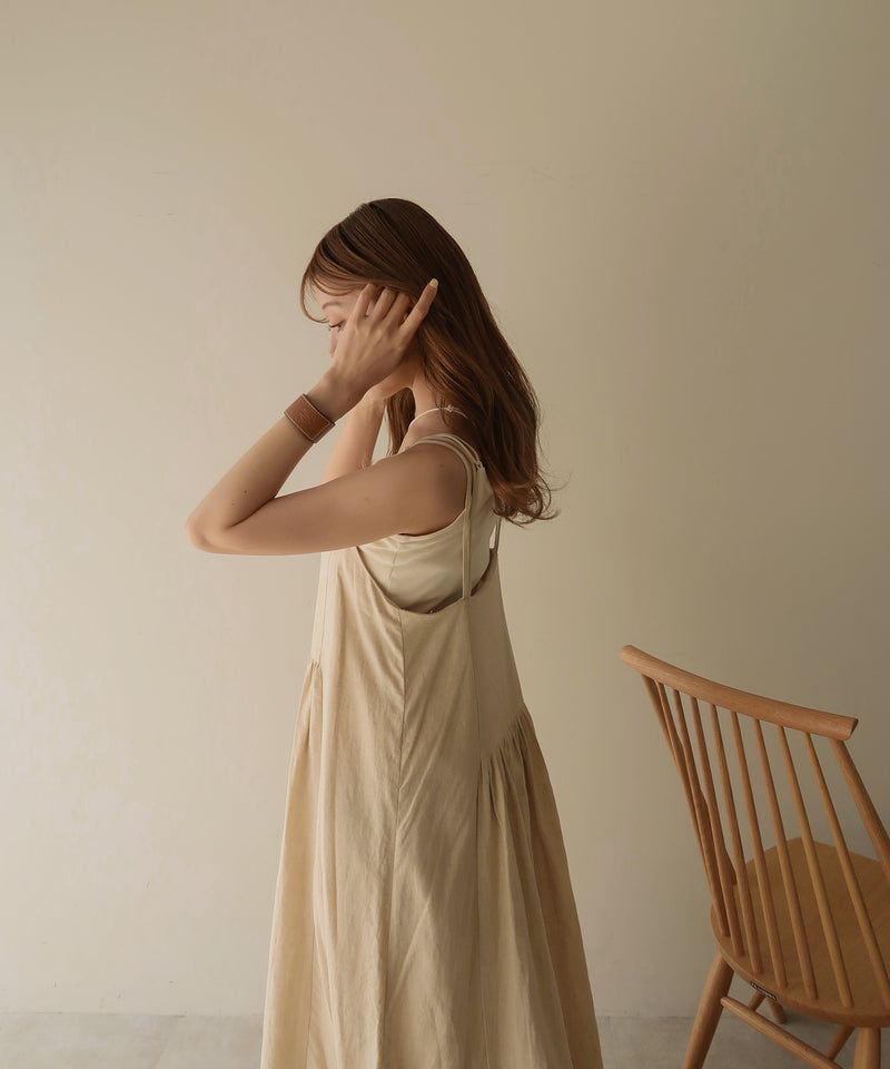 linen gather camisole onepiece / リネンギャザーキャミワンピース