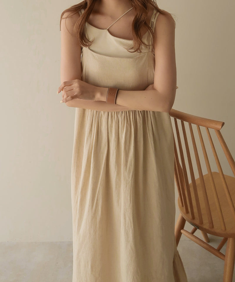 linen gather camisole onepiece / リネンギャザーキャミワンピース
