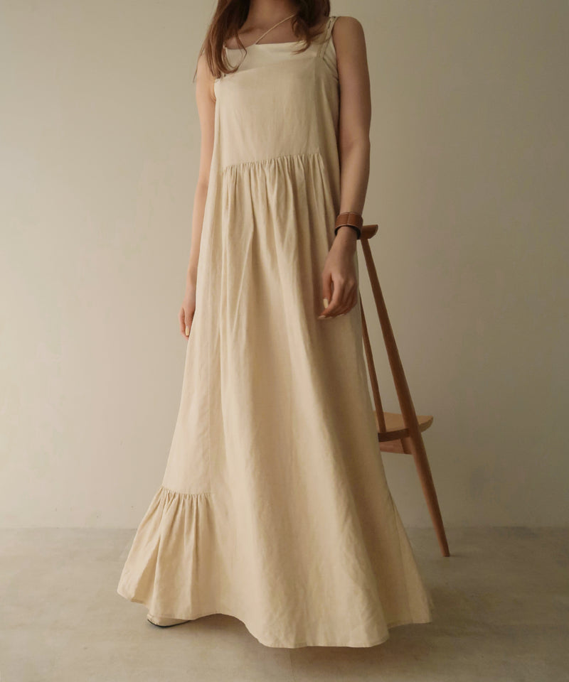 linen gather camisole onepiece / リネンギャザーキャミワンピース