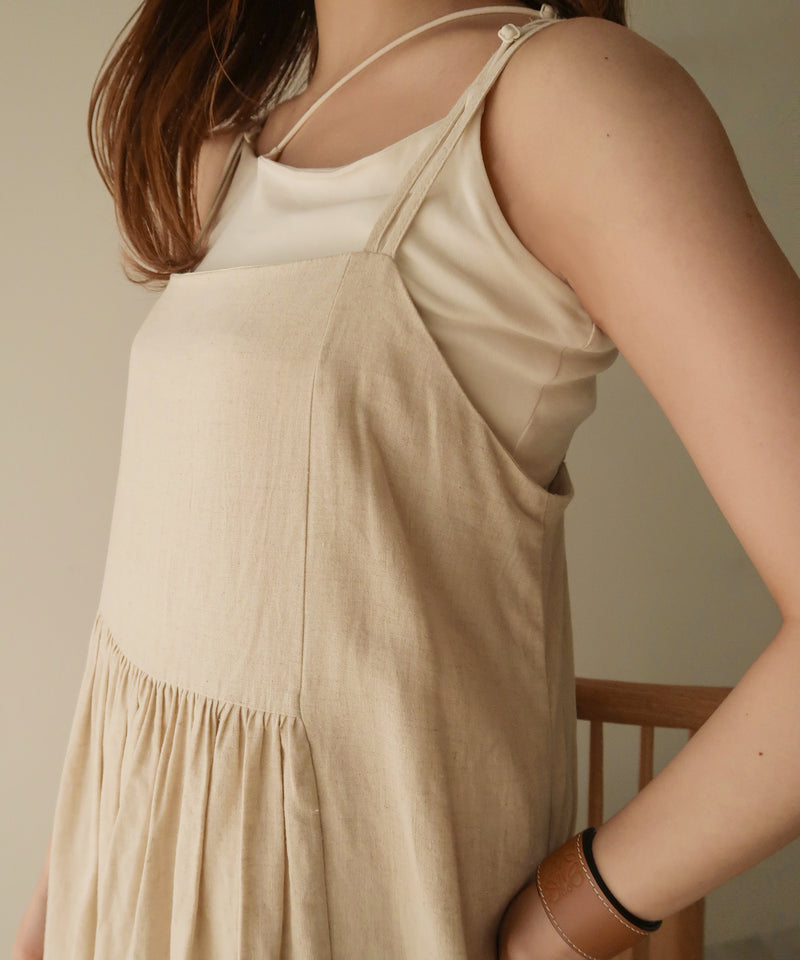 linen gather camisole onepiece / リネンギャザーキャミワンピース