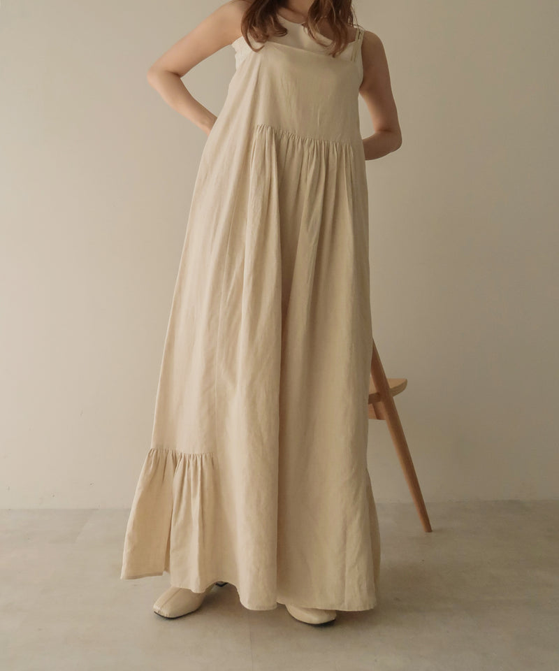 linen gather camisole onepiece / リネンギャザーキャミワンピース