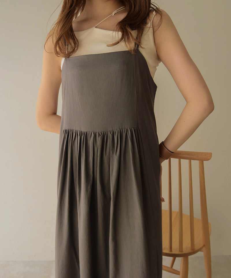 linen gather camisole onepiece / リネンギャザーキャミワンピース