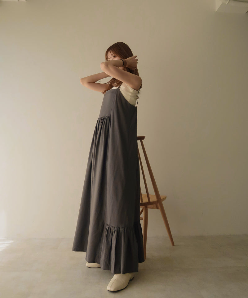 linen gather camisole onepiece / リネンギャザーキャミワンピース