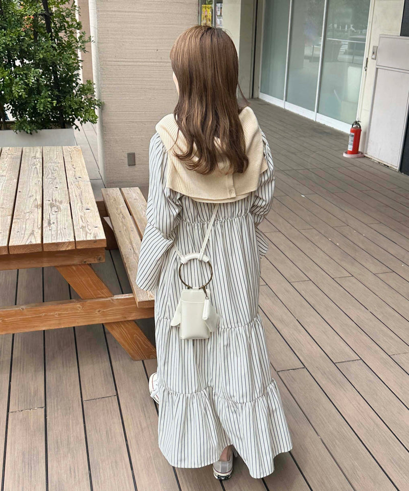 STRIPE TIERED DRESS/ストライプティアードワンピース