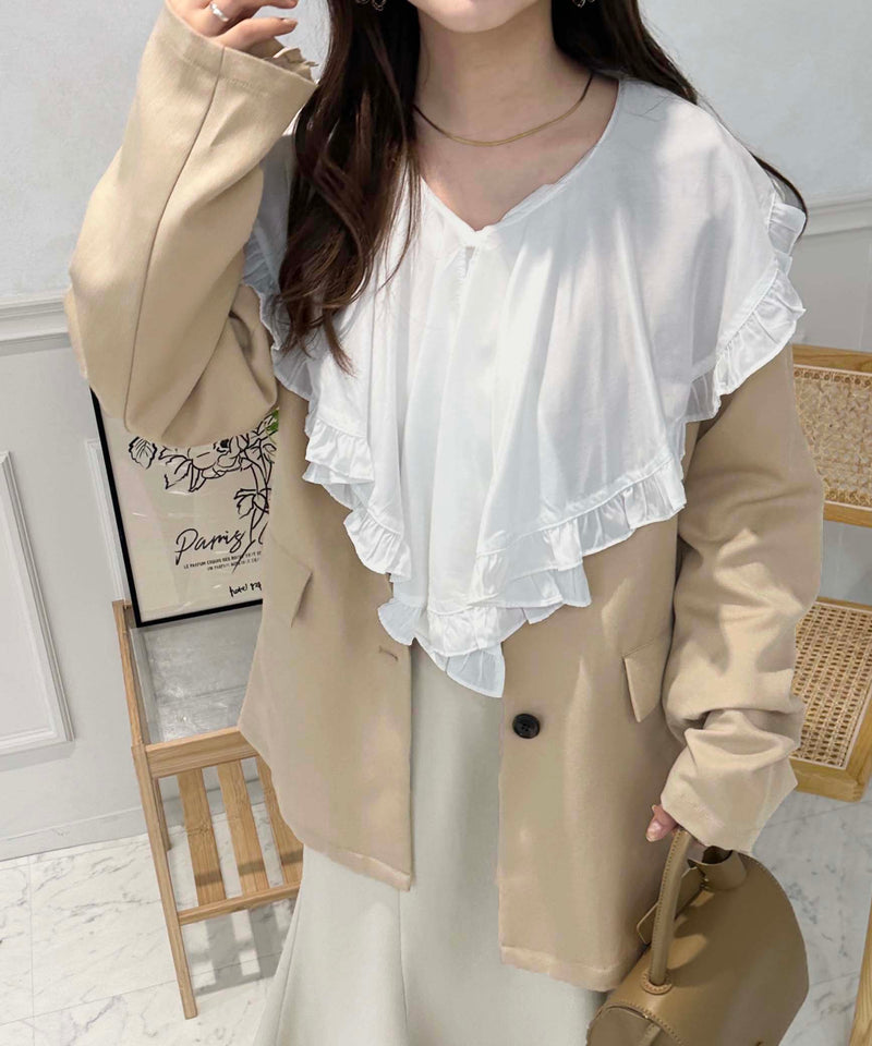 RUFFLE COLLAR BLOUSE/ラッフル襟ブラウス