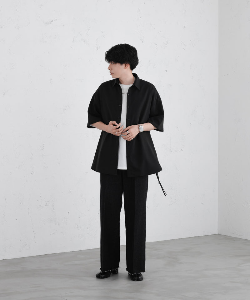 DRAW CODE SLIT SHIRT/ドローコードスリットシャツ