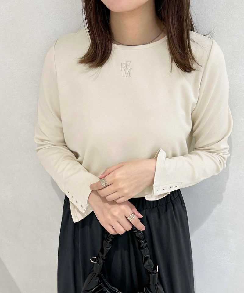 EMBROIBERY TOPS/袖ボタンカットソー