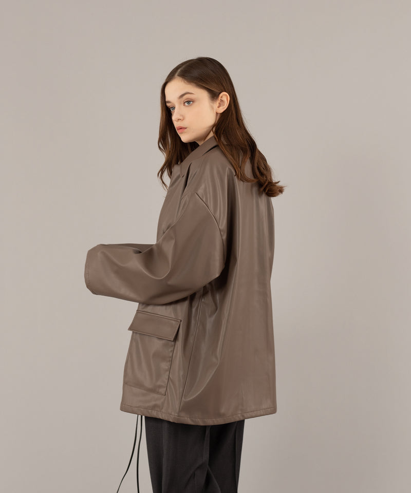 FAKE LEATHER MIDDLE JACKET/フェイクレザーミドルジャケット
