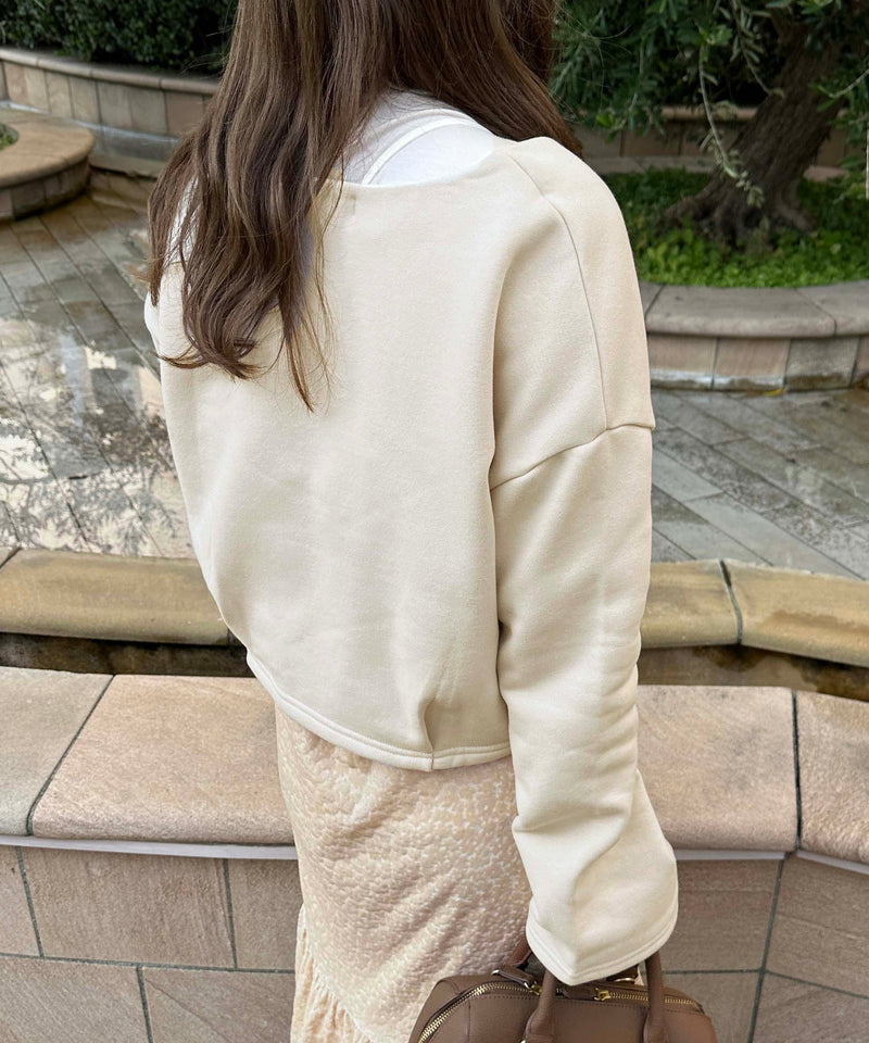 SLEEVE EMBROIDERY ZIP PULLOVER/袖刺繍ジッププル