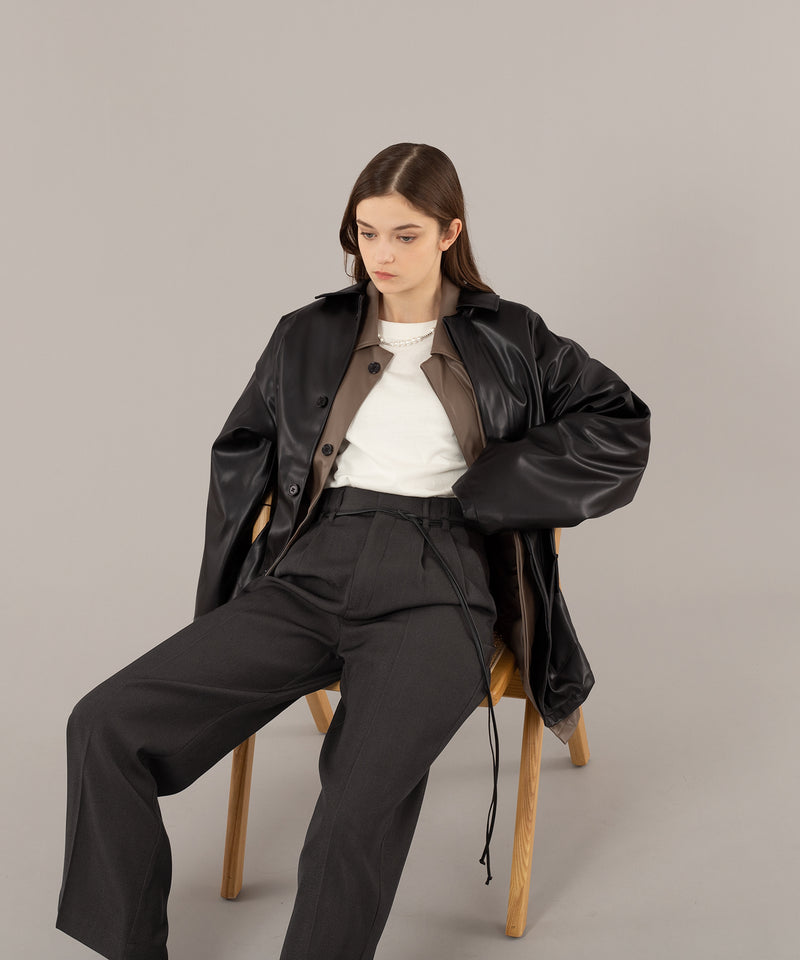 FAKE LEATHER MIDDLE JACKET/フェイクレザーミドルジャケット